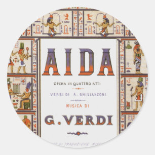 Vintage Opera Music, Egyptian Aida by Verdi Classic Round Sticker