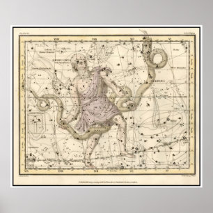 Vintage Ophiuchus Constellation Zodiac Print