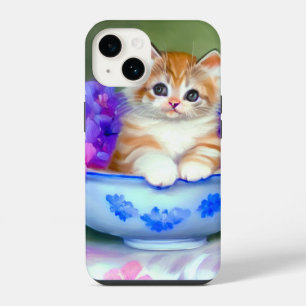 Vintage Orange and White Kitten Illustration iPhone 14 Case
