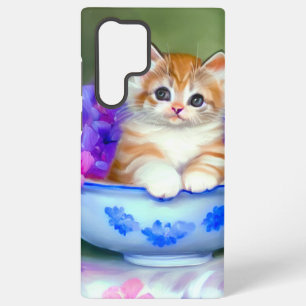 Vintage Orange and White Kitten Illustration Samsung Galaxy Case
