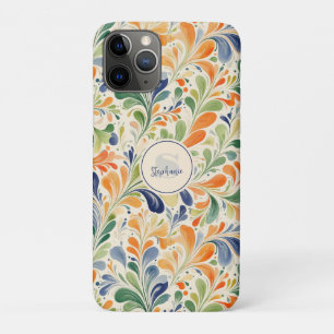 Vintage Orange Blue Green Floral Paisley iPhone 11 Pro Case