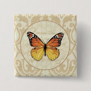 Vintage Orange Butterfly 15 Cm Square Badge