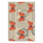 Vintage Orange Butterfly and Newspaper Decoupage