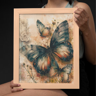 Vintage Orange Butterfly Poster