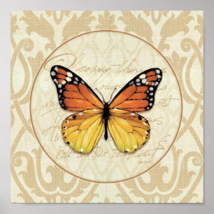 Vintage Orange Butterfly Poster