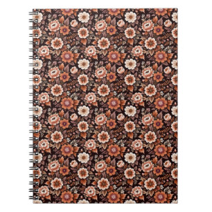 Vintage Orange Floral Wrapping Paper Notebook