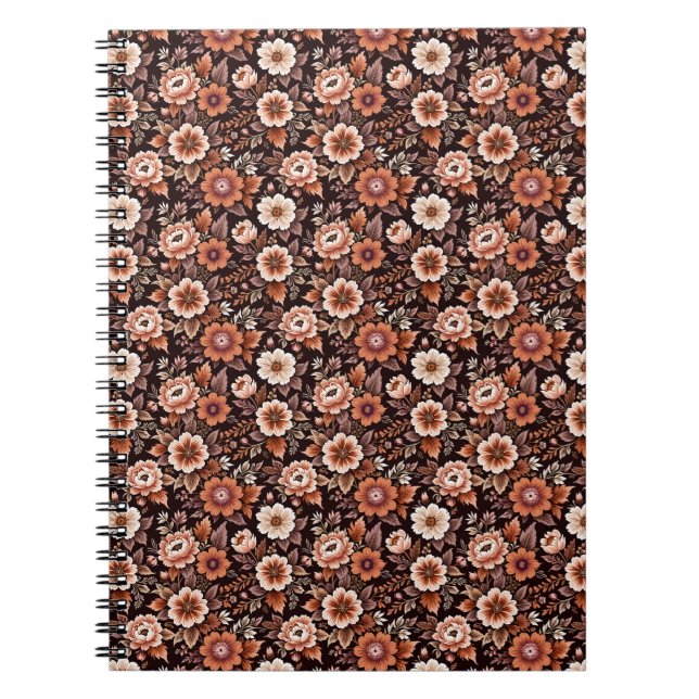 Vintage Orange Floral Wrapping Paper Notebook (Front)