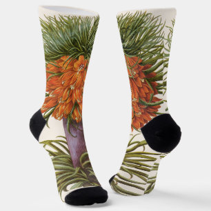 Vintage Orange Fritillaria Flowers Basilius Besler Socks