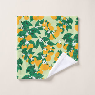 Vintage orange fruit with green background seamles wash cloth