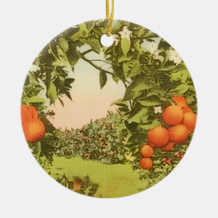 Vintage Orange Grove Ceramic Ornament