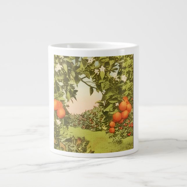 Vintage Orange Grove Large Coffee Mug (Front)