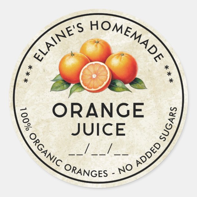 Vintage orange juice ingredients canning label (Front)