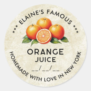 Vintage orange juice preserves sticker with date