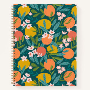 Vintage Orange & Lemon Blossom Pattern Notebook