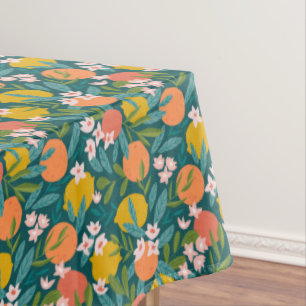 Vintage Orange & Lemon Blossom Pattern Tablecloth