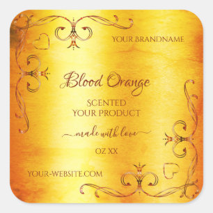 Vintage Orange Marble Product Label Ornate Corners
