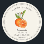 Vintage Orange Marmalade Homemade Jam jar Classic Round Sticker<br><div class="desc">Rustic simple hand painted watercolor vintage style Orange marmalade label on off white background. 
Use for your homemade jam's or anything you choose. Makes great gift. Fill your information on label and enjoy.</div>