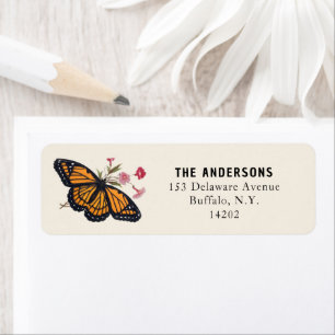 Vintage Orange Monarch Butterfly Return Address Label