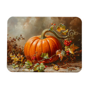 Vintage Orange Pumpkin Painting Magnet