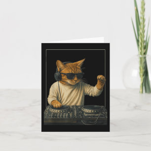 Vintage Orange Tabby Cat Playing Music Cat Lovers Card