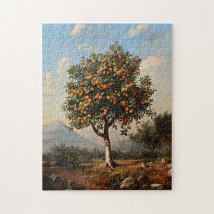 Vintage Orange Tree Landscape Painting Jigsaw Puzzle
