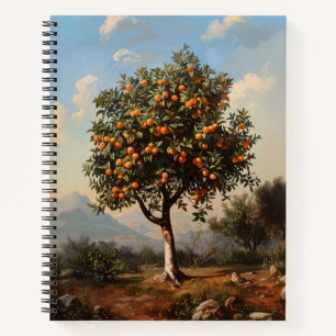 Vintage Orange Tree Landscape Painting Notebook