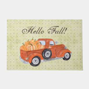 Vintage Orange Truck and Pumpkins Fall Doormat