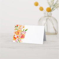 Vintage Orange Watercolor Flowers Blank