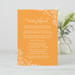 Vintage Orange Wedding Rehearsal and Dinner Invitation