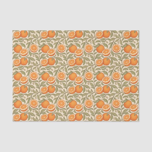 Vintage Oranges Arts Crafts Pattern  Tissue Paper (Front)