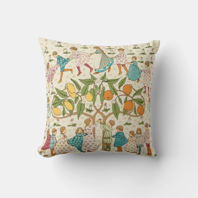 Vintage Oranges & Lemons Nursery Rhyme Pattern Cushion (Front)
