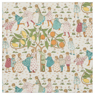Vintage Oranges & Lemons Nursery Rhyme Pattern Fabric