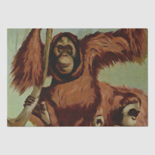 Vintage orangutans on a tree tissue paper