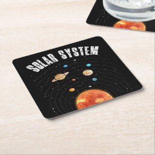 Vintage Orbits of the Planets Astronomy Lover Square Paper Coaster