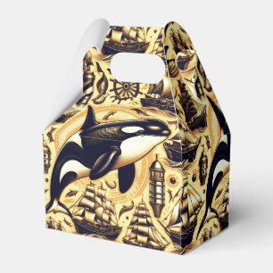 Vintage Orca Nautical Pattern Favour Box