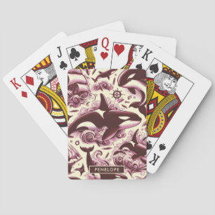 Vintage Orca Nautical Seamless Playing Cards