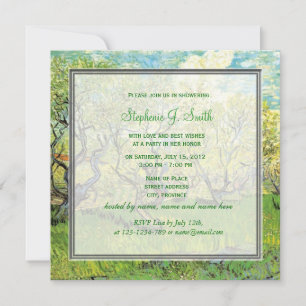 Vintage orchard in blossom bridal shower invitation