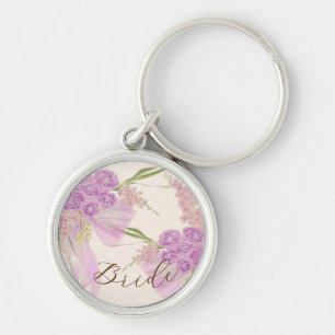 Vintage Orchid Ombré Bow and Bouquet-brides Key Ring