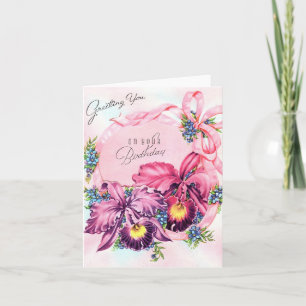 Vintage Orchids Birthday Card