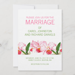 VINTAGE ORCHIDS WEDDING INVITATION   PINK GREEN