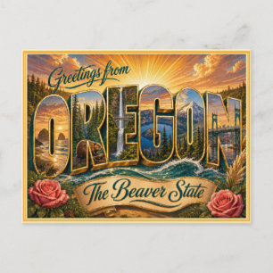 Vintage Oregon Greeting From Postcard