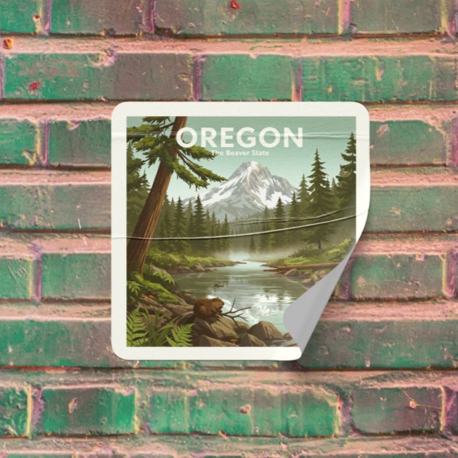 Vintage Oregon Square Sticker (Creator Uploaded)