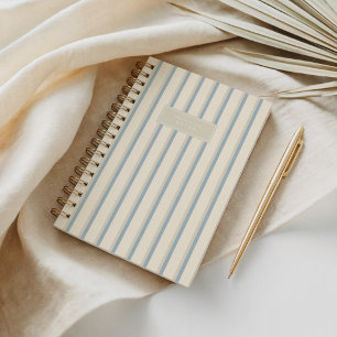 Vintage Organic Ivory Pinstripe Modern Art Deco Notebook