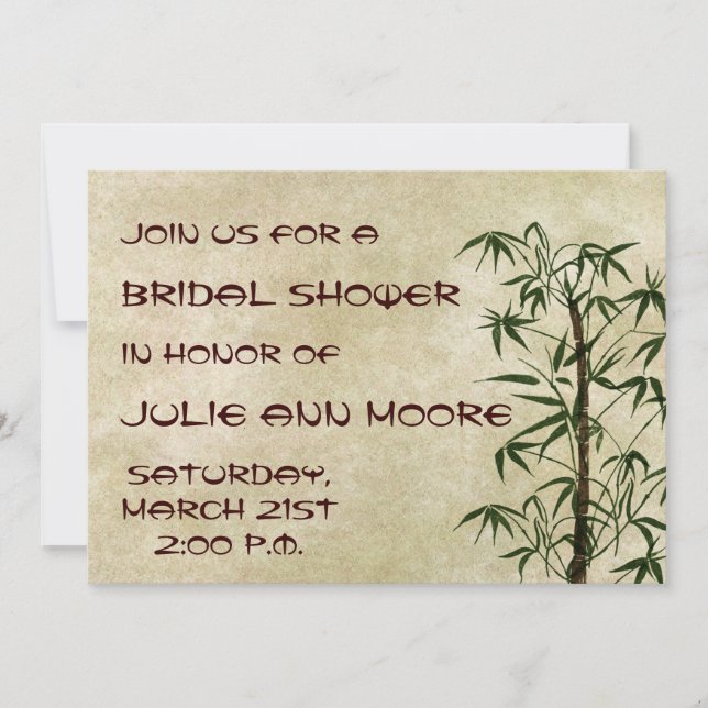 Vintage Oriental Bamboo 1 Invitation (Front)