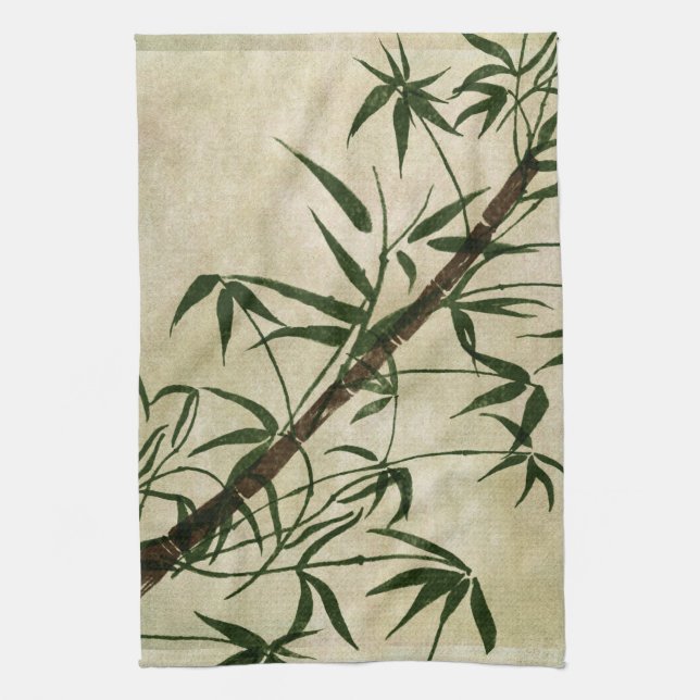 Vintage Oriental Bamboo 1 Tea Towel (Vertical)