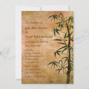 Vintage Oriental Bamboo 3 Wedding Invitation