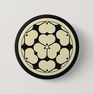 Vintage Oriental Pale Yellow Chosokabe Japan Mon 6 Cm Round Badge