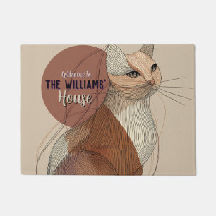 Vintage Oriental Shorthair Cat New Home Doormat