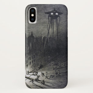 Vintage original alien invasion Sci fi black grey iPhone X Case