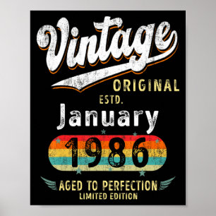 Vintage Original Est January 1986 Age To Perfectio Poster